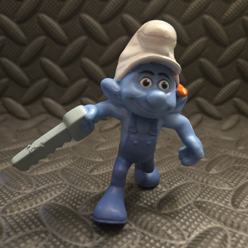 2011 McDonald's Happy Meal Handy Smurf PVC Figure Tool Toy